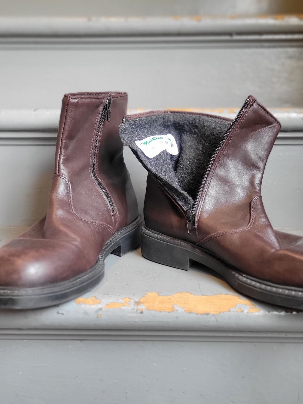 Brown Leather Zip Ankle Boots